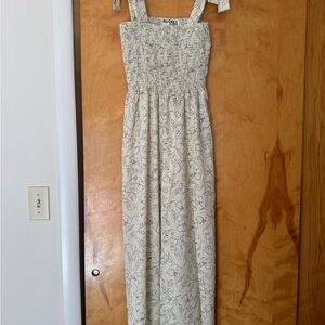 BUCKETLIST Cream Jumpsuit with Navy Floral Print